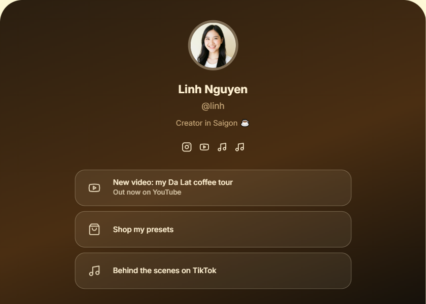 Musician bio page template - Warm amber stage lights